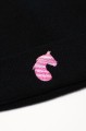 Zimowa czapka beanie z różowym haftem KOŃ, z koniem - na prezent
